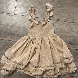 Cream Ruffled Smocked Tiered Sundress